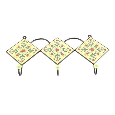 Yellow And Red Tiny Flower Tiles Hooks